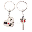 2pcs Zinc Alloy Heart I Love You Letter Key Chain Ring Valentine's Day Gifts