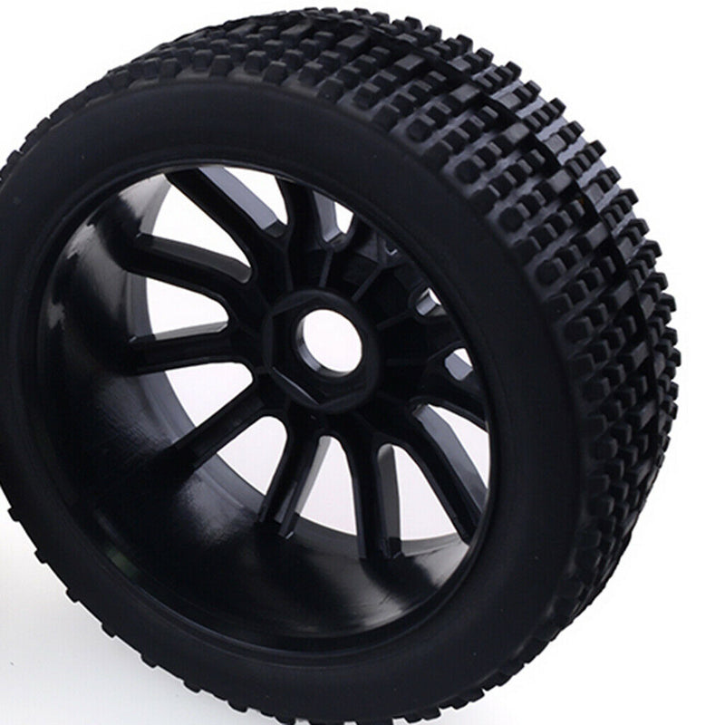 2pcs 1/8 Rubebr Tire Tyres Wheel Rim for Buggy On-road Car Models Black