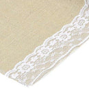 Lace border burlap tablecloth