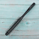 1 Piece Small Mini Round Hair Brush Nylon Bristles, Black Long Wood Handle Hair