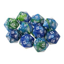 10pcs D20 Opaque Dice For RPG D&D - Blue Green W/