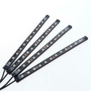 4pcs 12 LED 7 Color RGB Strips Sound Remote Control Activated Car Interior Light