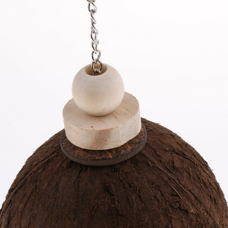 Pet Coconut Shell Bird Nest Hut Cage Feeder Parrot Parakeet Mini House