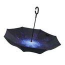 Starry sky Folding Reverse Umbrella Double Layer Inverted Windproof Rain Ca