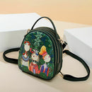 Ms. bag quilting forest girl printing green PU leather fashion trend should Z1Q6