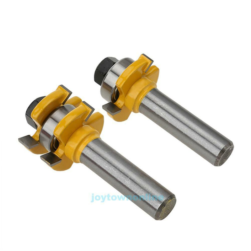 2pc Alloy Tongue Groove Router Bit Set 1/4" x 1/4" - 1/2" Shank Woodworking Tool