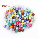 Pack 100 Acrylic Plastic Beads stained with Strass Glitter 10mm P9W6