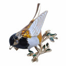 Rhinestone Enamel Oriole Bird Brooches Men Women's Alloy Bird Branch Brooch M4J9