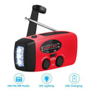 Hand Crank Emergency Solar Radio Phone Charger LED Flashlight for Survival Red