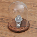 Glass Landscape Flower LED Light Ornament Cover Dome Display Stand _Black F