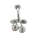 Steel Cherry Belly Navel Bar Button Ring Body Piercing