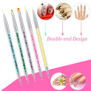 5pcs Nail Art Accessories Gel Design Pen Painting Polish Brush Drawing Tools Set