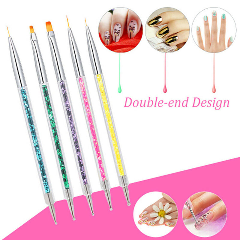 5pcs Nail Art Accessories Gel Design Pen Painting Polish Brush Drawing Tools Set