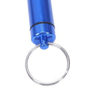 Royal Blue Aluminum Pill Tablet Case Box Cylinder Holder w Keyring T9C9