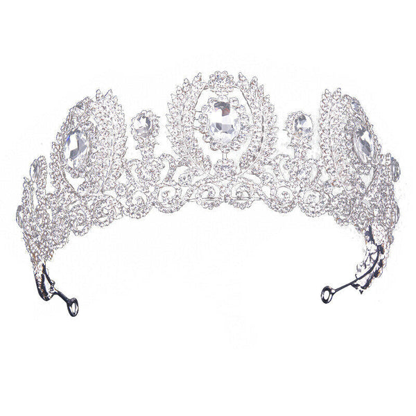 Wedding Crown Queen Headband Rhinestone Big Flower Bridal Tiara Bride Brida H6Z5