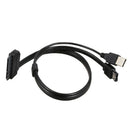 22pin SATA to eSATA USB data cable adapter cord 0.5m for hard drives Black