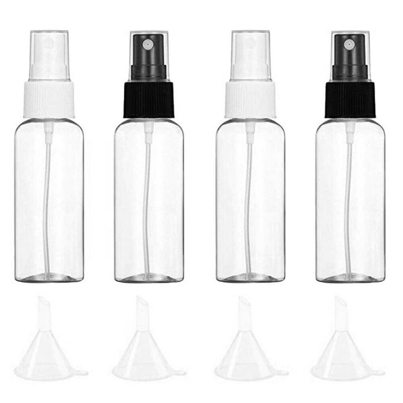 4pcs 30ml Portable Transparent Empty Mini Spray Bottle with 4pcs Funnel Set A