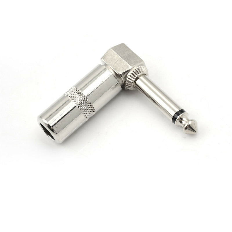2pcs 1/4" 6.35mm 90 Degree Angle Male Mono Phone Plug Guitar Audio Connectors JR