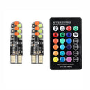 2PCS T10 COB RGB LED 6SMD Car Wedge Side Multicolor Light Bulbs w/Remote Control
