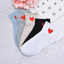 1pair Socks Women Red Heart Pattern Soft Breathable Cotton Socks OZ