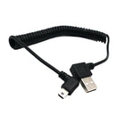 1.5m/5ft 90 Degree Angled USB 2.0 A Male to Mini B 5P Left Angle Male Spiral