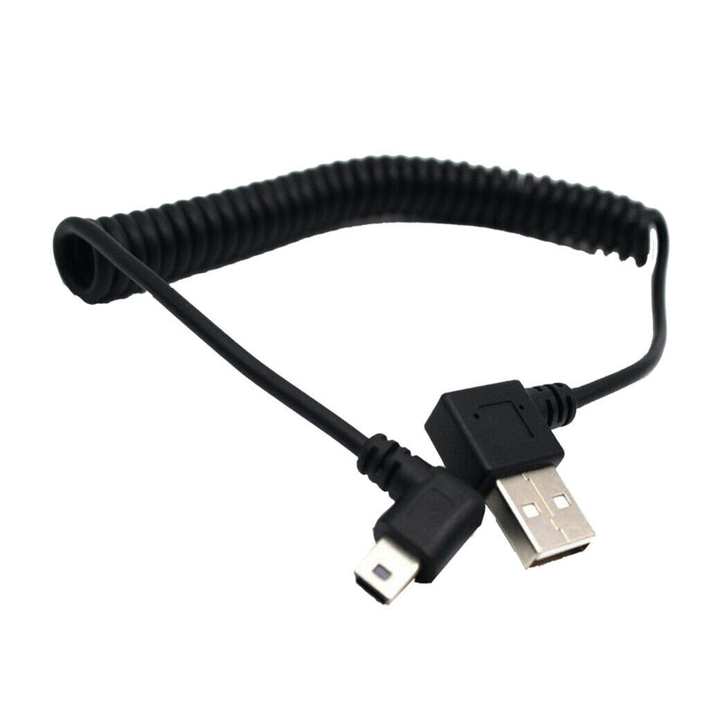 1.5m/5ft 90 Degree Angled USB 2.0 A Male to Mini B 5P Left Angle Male Spiral