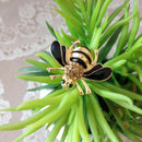 Bees Brooch Black Enamel Corsage Hats Scarf Clips Accessories Green Eyes Br W6V2