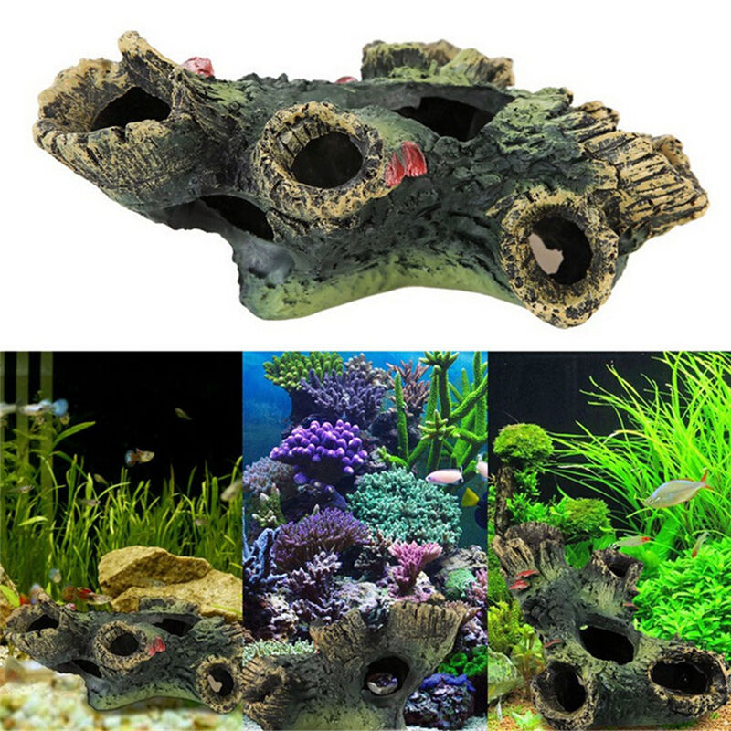 Aquarium 12cm Log Tree Hide Hiding Cave Fish Tank Decoration Ornament Best 3c