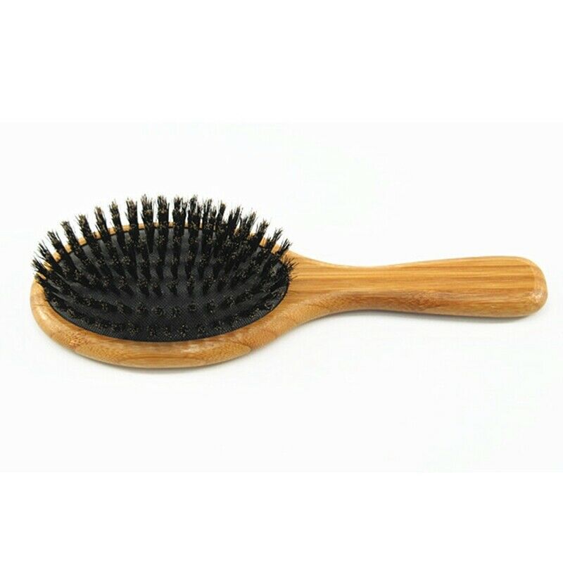 Hair Brush Boar Bristle Hair Brush with Nylon Pins Bamboo Paddle Detangler  H4B7