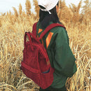 Solid Color Travel Backpacks Corduroy Women Large Top-handle Bags (Red)