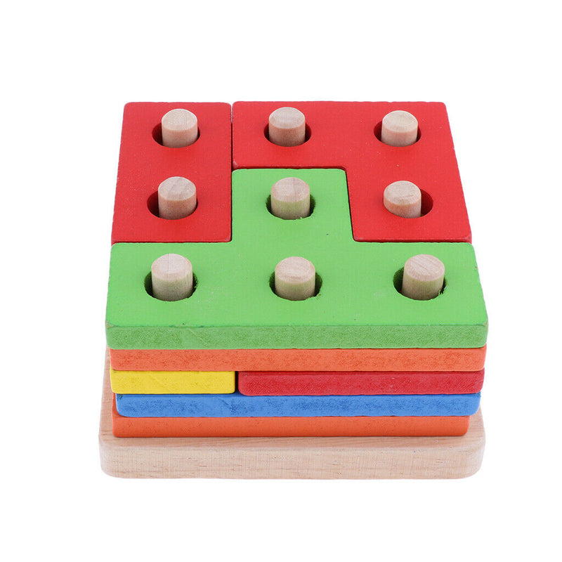 Shape Sorting Geometric Blocks Toys Stacking Game Birthday Gift for Toddler