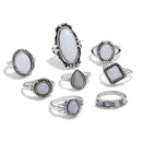 8pcs Retro Women Irregular Rhinestone Water Drop Knuckle Rings Jewelry Set