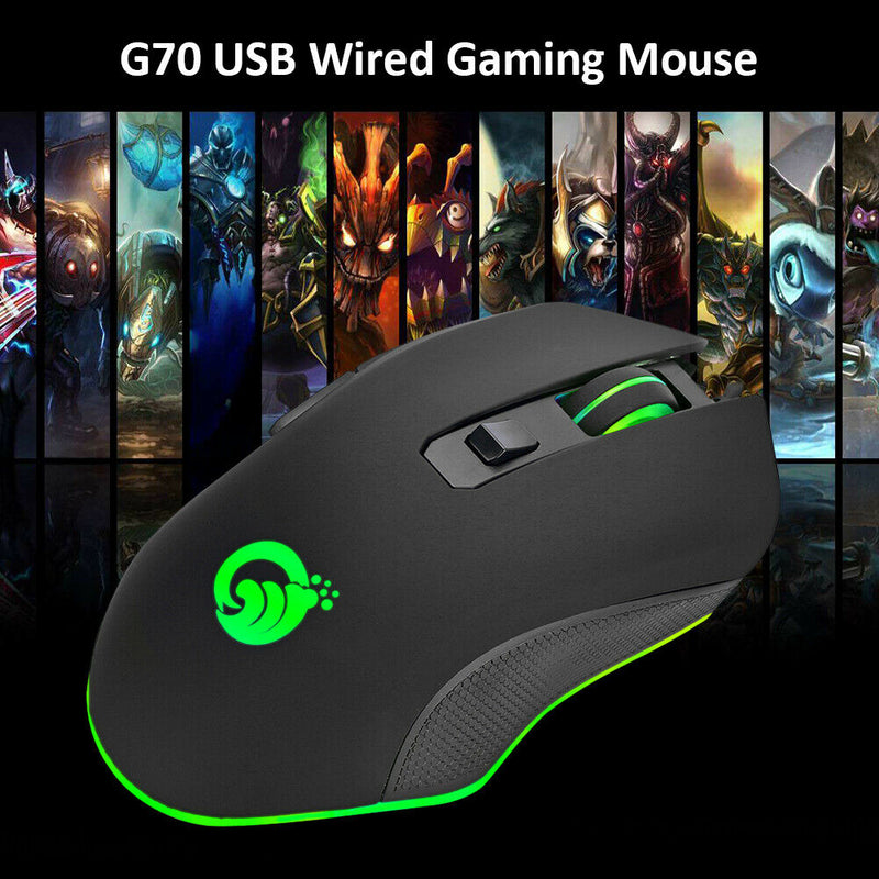 G70 USB Wired RGB Backlit Gaming Mouse 6 Button 3600DPI Computer Mouse Mice