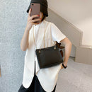 Lattice Pattern Women Shoulder Handbag Leather Chain Crossbody Bag (Black)