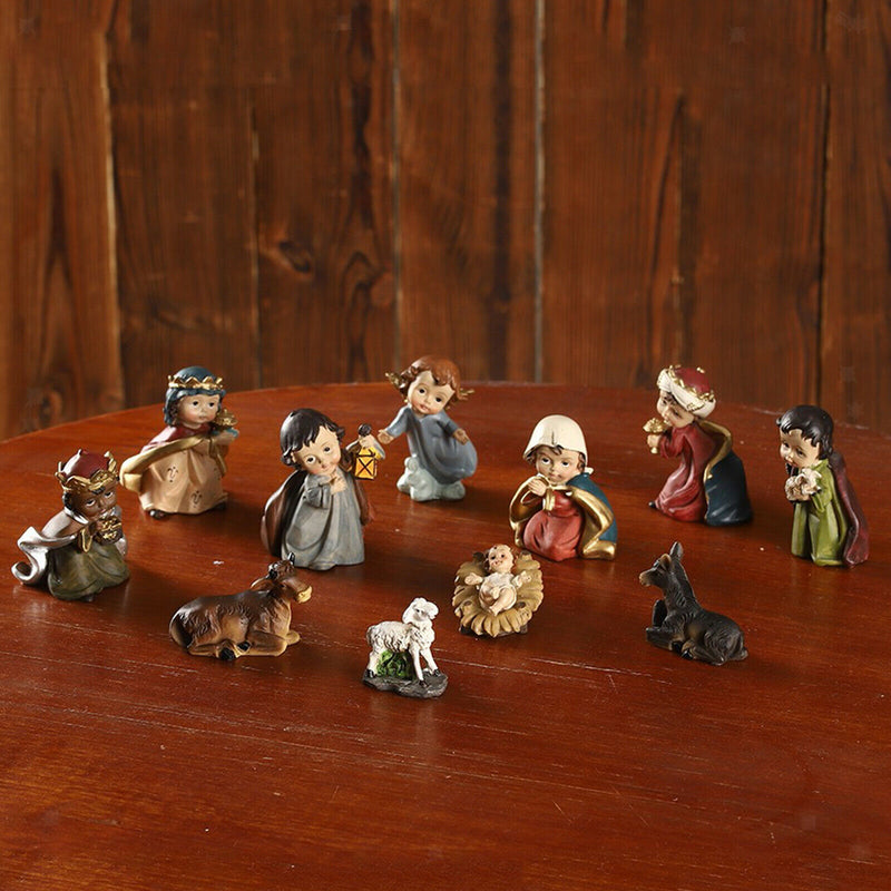 1 Set Statue Nativity Christmas Baby Jesus Manger Miniatures Present Table Deco
