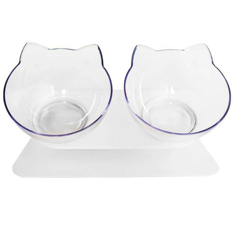 Removable Oblique Cat Ears Pet Bowl Transparent Feeder Non-slip Holder (B) A