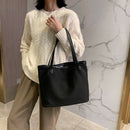 Fashion Large Capacity Handbag Canvas Shoulder Shopping Totes Bags (Black)