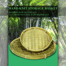 Bamboo Round Fruit Plate Handmade Storage Tray Hand Knitting Bread Basket F