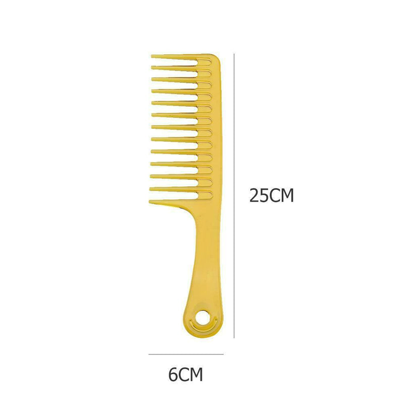 Wide Tooth Plastic Handle Hair Comb Anti-Static Hairdressing Combs (Yellow)