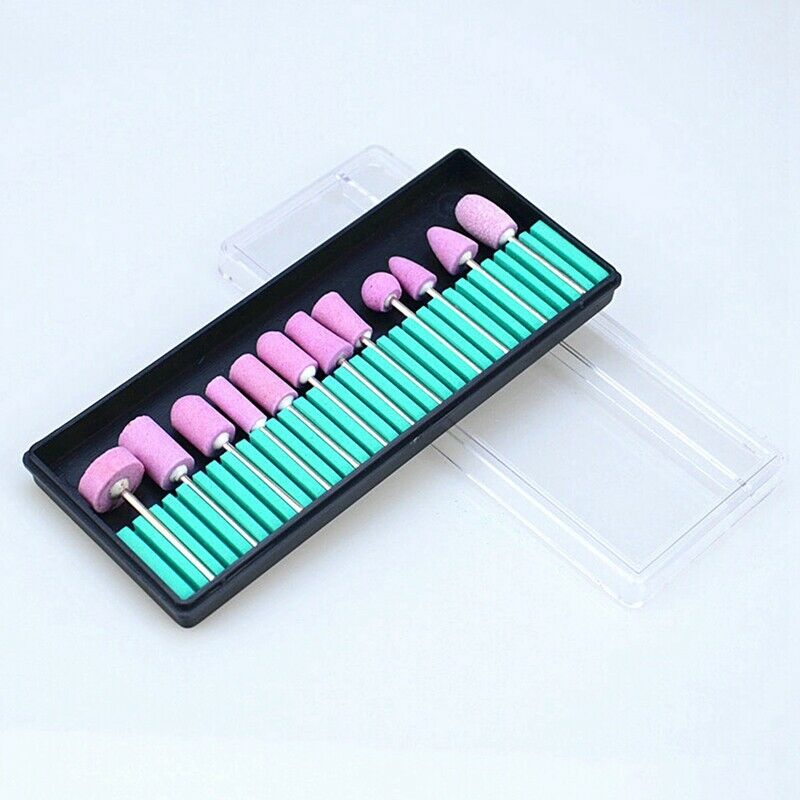 12Pcs/Set Ceramic Electric Machine Drill Bits File Nail Art Polishing Grind F1T6