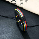 Colorful Weave Rope Bracelet Retro Leather Bangles Unisex Jewelry (Black)