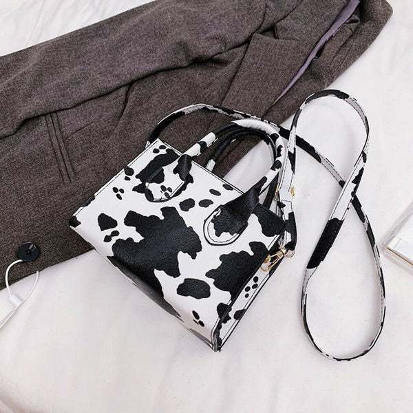Women Handbag Animal Pattern PU Shoulder Portable Messenger Bag (White) A#S
