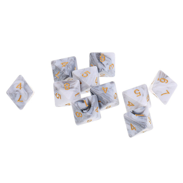 10pcs 8 Sided Dice D8 Polyhedral Dice for Dungeons and Dragons Table Games White