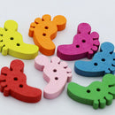 100Pcs Mixed Colors 2 Holes Foot Shaped Sewing Wooden Button Clothing Repair