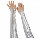 1 pair Glam Arm Warmer Goth Wet Look Shiny Metallic Fingerless Gloves Clubw