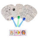 1Pc DIY kids coloring cartoon hand fan craft kindergarten drawing toys 3C