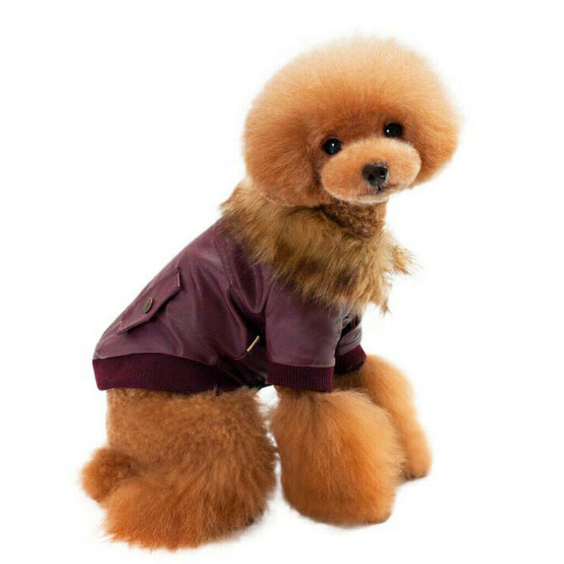Pet Cat Dog Warm Clothes Winter Coat Dog Cat Pet Jacket Costume Wine Red XL