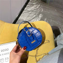 Mini Round Tote Shoulder Bag Women Leather Chain Messenger Purse (3 Blue) A