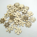 50x Wooden Flower Shape Decor Craft Scrapbooking MDF Wood Gift Embellishment