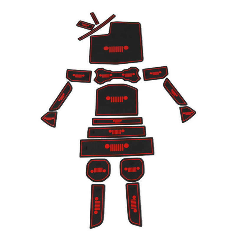 For Jeep Wrangler JL Accessories Door Mats Gate Slot Mat Cups Pads Red 19x New